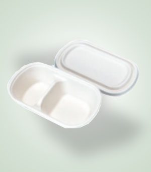 2 compartment oval bowl+lid